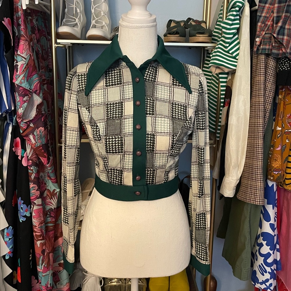 Vintage Dagger Collar Crop Top - Size XS